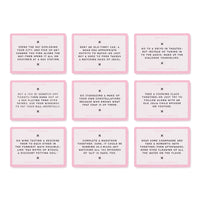 Date Night Challenges by Brass Monkey includes nine pink-and-white cards, each with a unique date idea—explore the city, swap clothes, take cooking classes, try scratch-off tickets, go stargazing, or have deep conversations by the water.