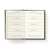 The Brass Monkey Dates People Get Mad If I Forget Tiny Diary features a hard-bound cover and a weekly layout from September 18–25, with each date on its own line plus reminders like “Don’t forget” and “Important dates to remember.”.