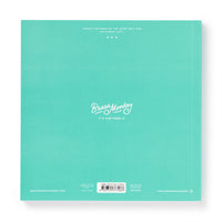 Turquoise square cover with centered white text: Brass Monkey Bin-go Endure A Wedding Bingo Book. Small text, barcode, and website links appear at the top and bottom—perfect for people-watching or playing at weddings.