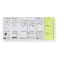 The Brass Monkey In a Moment of Weekness Weekly Planner Pad features handwritten-style sections for each weekday, priorities, to-dos, checkboxes, notes, and a yellow sticky note area for important tasks in a vintage-inspired design.