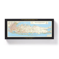 The Brass Monkey NYC Map 1,000 Piece Panoramic Puzzle features a detailed, colorful vintage map of New York City and its surroundings, complete with road and area labels.