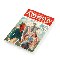 The Make Your Own Romantasy Book by Brass Monkey features an illustrated cover of a woman in a medieval dress and a man with an octopus head, both standing before a castle.