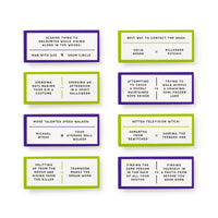 Debatable Spooky Edition by Brass Monkey is a set of 8 illustrated cards featuring humorous “this or that” scenarios—like choosing between a man with an axe or a drum circle as the scarier encounter while hiking.