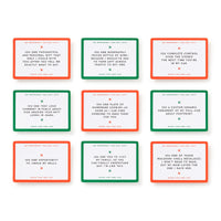 The Emergency Holiday IOUs Card Set by Brass Monkey features nine holiday-themed cards with red and green borders, each redeemable for thoughtful gestures like homemade cookies, a custom ornament, or quality time together.