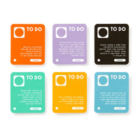 The Random Things To Do Box by Brass Monkey features six vibrant square cards, each labeled TO DO and displaying playful tasks. Every card is a different color with a circular icon, adding fun and variety to your day.
