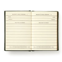 The Brass Monkey Naughty and/or Nice Tiny Diary is an open notebook with pages to track names, verdicts, evidence, and a rating from coal to pony for each person.