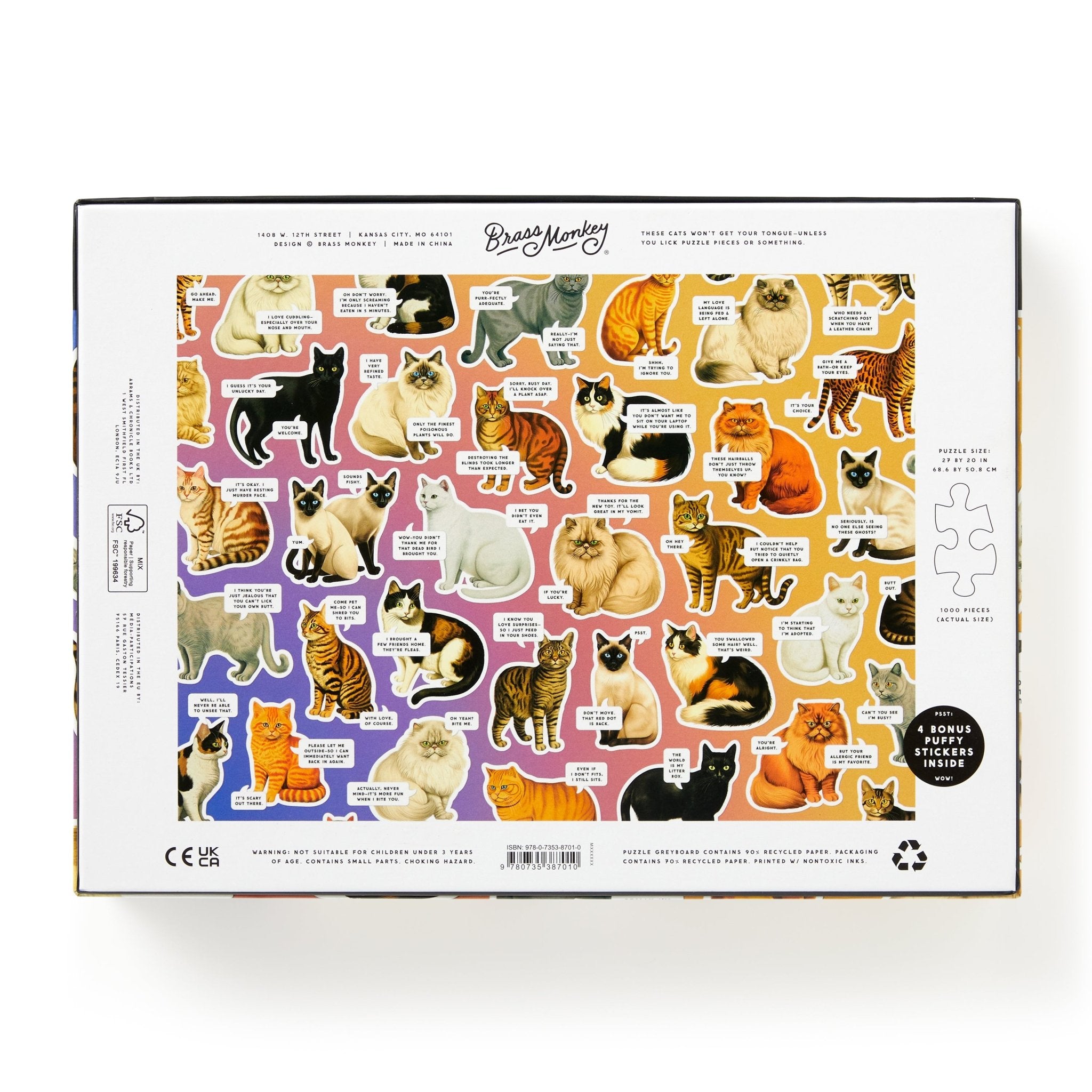 Moody Cats 1000 Piece Jigsaw Puzzle | Brass Monkey