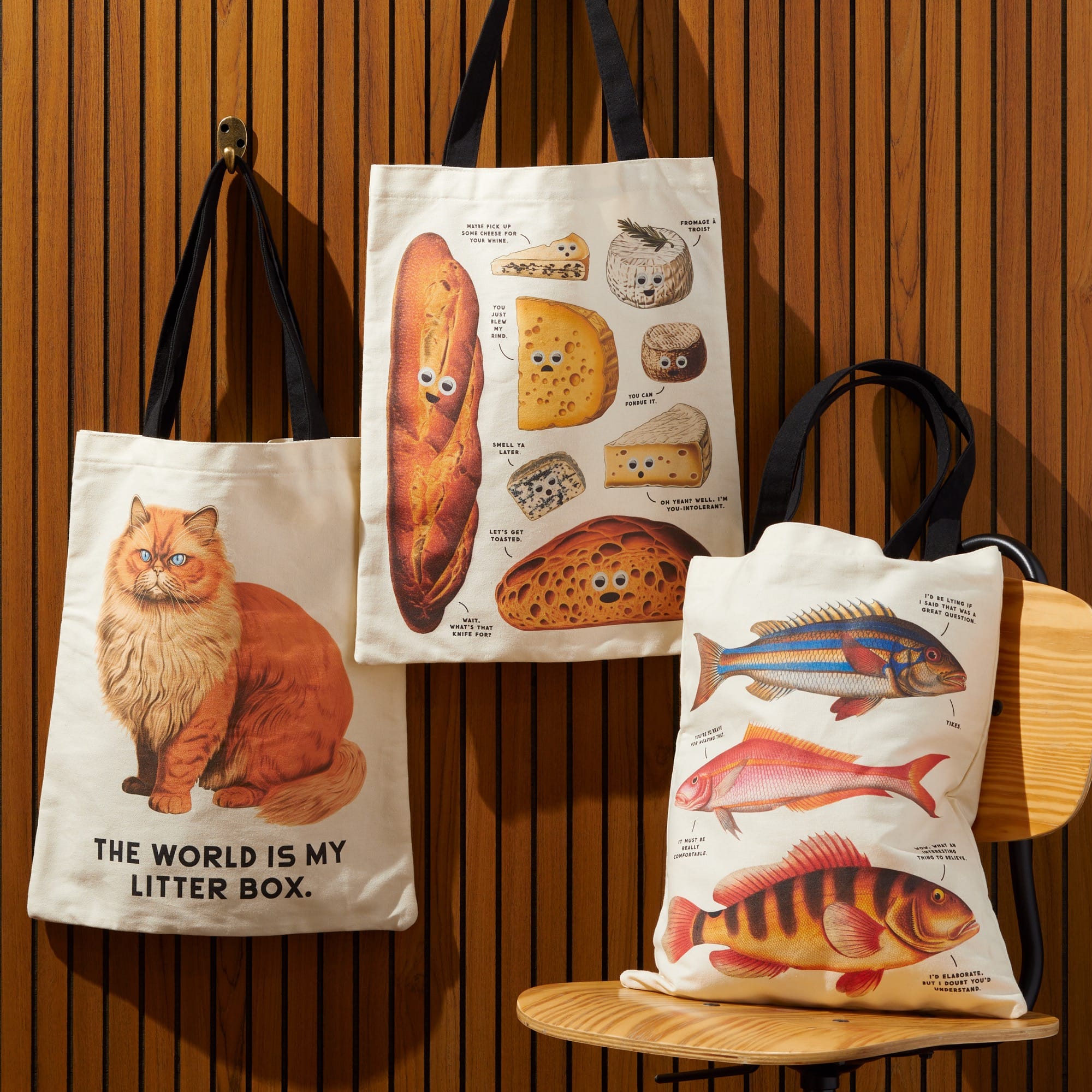 193 igusa イグサ Cat big tote bag バッグ Moody Cats Canvas Tote Bag | Funny Cat Tote | Brass Monkey