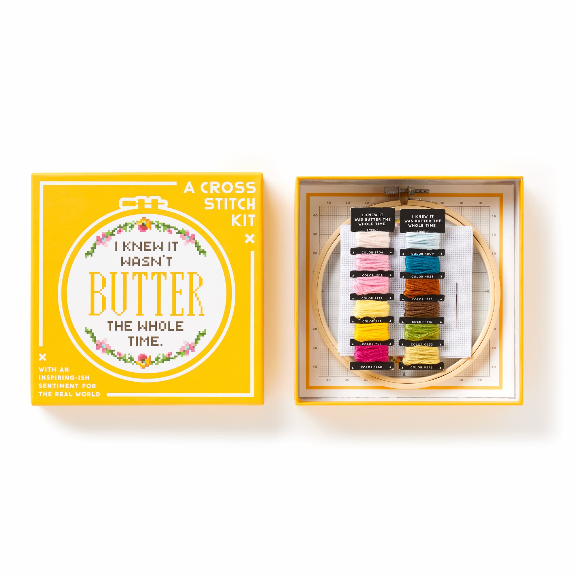 I Knew It Wasn't Butter Cross Stitch Kit – Brass Monkey